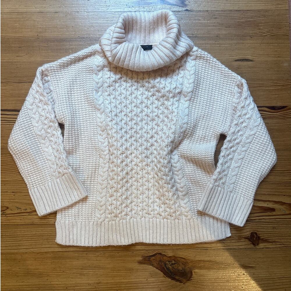 Ann Taylor blush pink chunky knit wool blend turtle‎ neck sweater SIZE LP